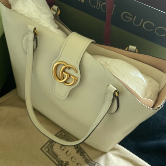 Women's Gucci White Medium Tote With Double G - Picture 6 of 6